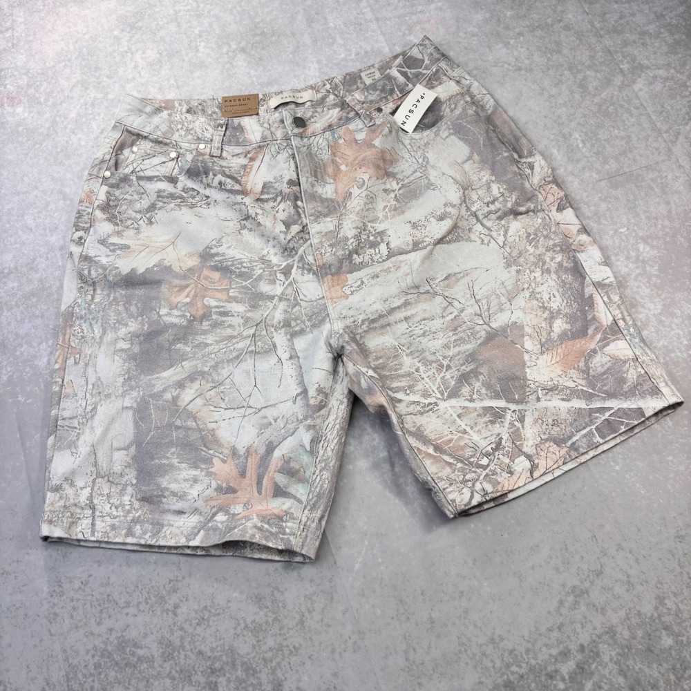 PacSun Extreme Baggy Camo Denim Shorts Size 32 Deadstock NWT